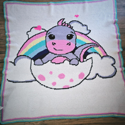 Dino egg Graphghan Crochet Pattern