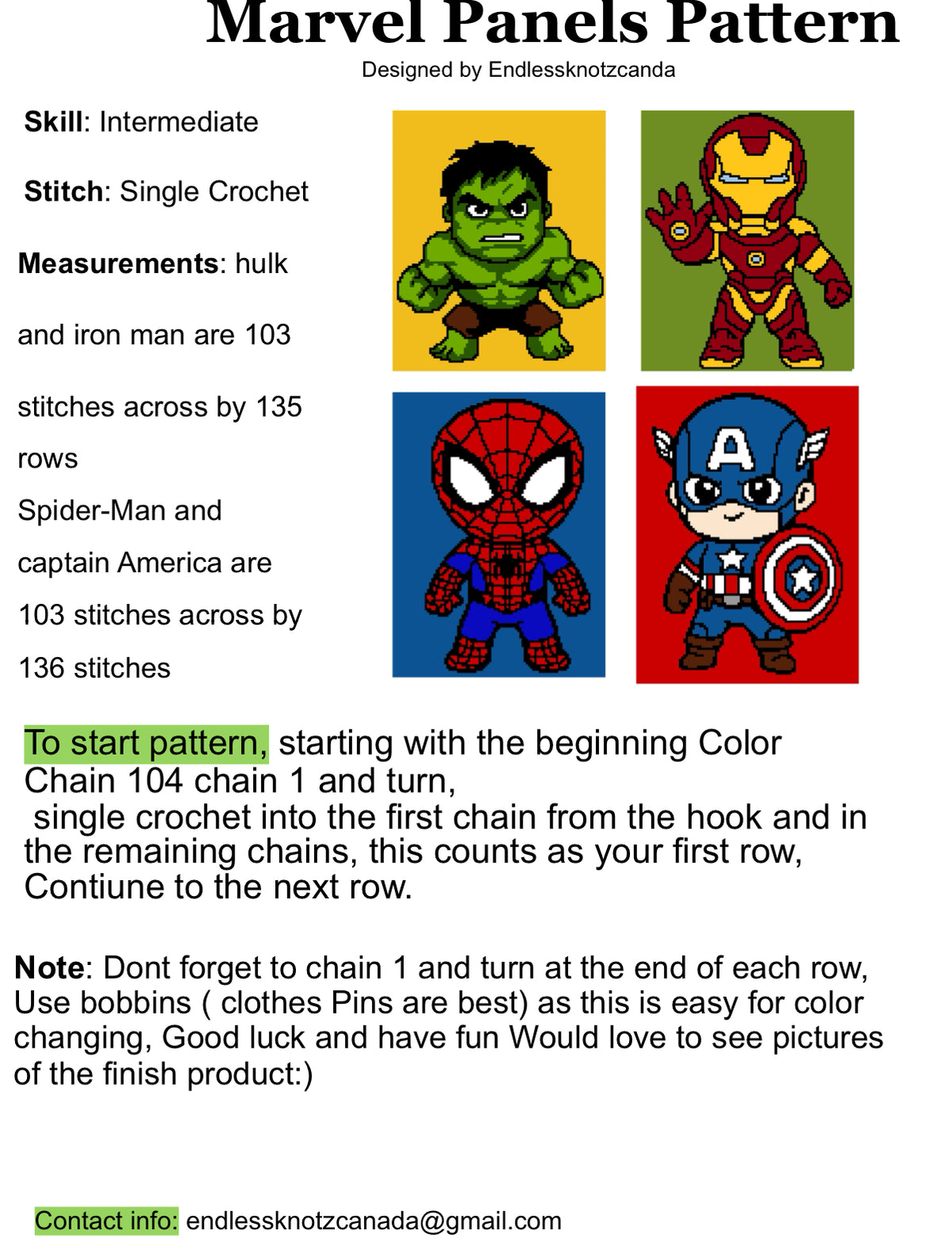 Marvel Panel Blanket Pattern Graphghan Crochet Pattern 4 panels
