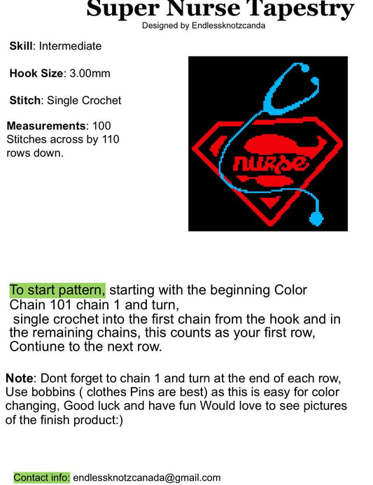 Super Nurse Tapestry Crochet Graphghan Pattern