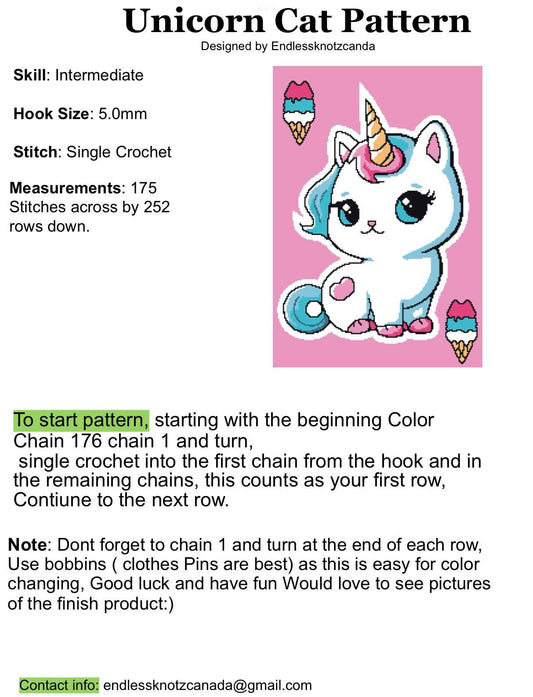 Unicorn Cat Graphgan Crochet Pattern