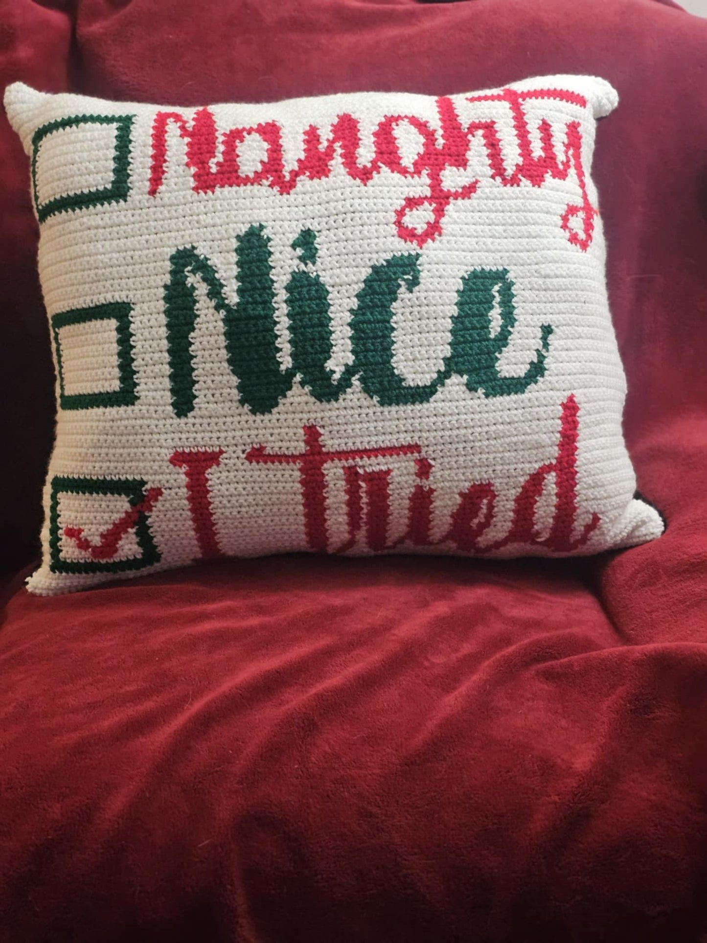 Santa I Can Explain Crochet Graphghan Christmas Pillow