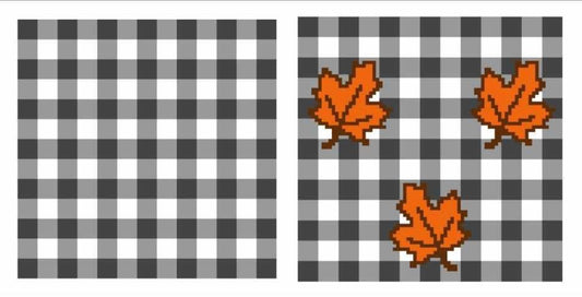 Plaid Leaves Crochet Graphghan Pillow