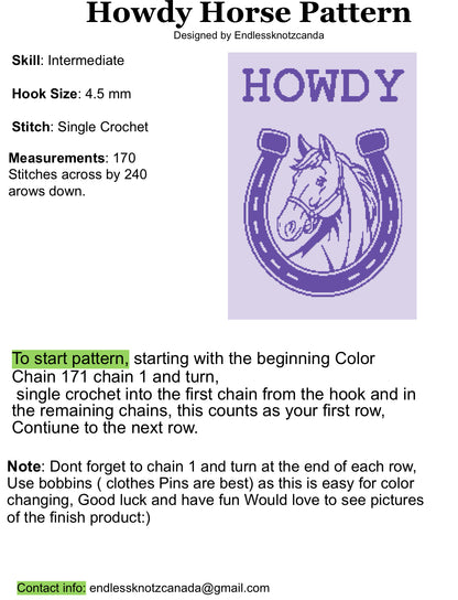 Howdy Horse Crochet Graphghan Pattern
