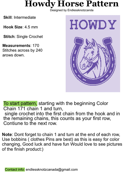 Howdy Horse Crochet Graphghan Pattern