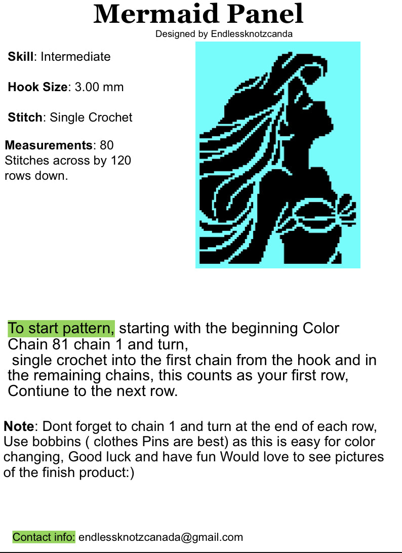 Mermaid Panel Graphghan Crochet