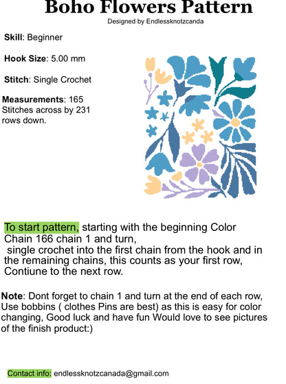 Boho Flowers Graphghan Crochet Pattern