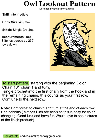 Owl Lookout Graphghan Crochet Pattern