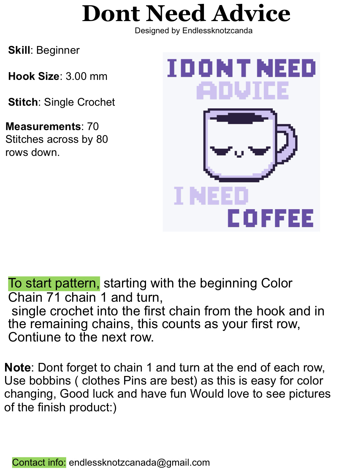 I Don’t Need Advice Graphghan Crochet Pattern