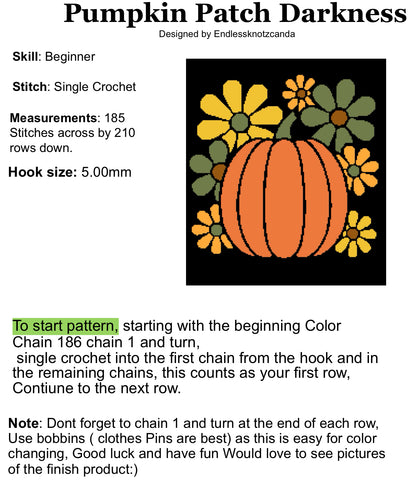 Pumpkin Patch Darkness Graphghan Crochet Pattern
