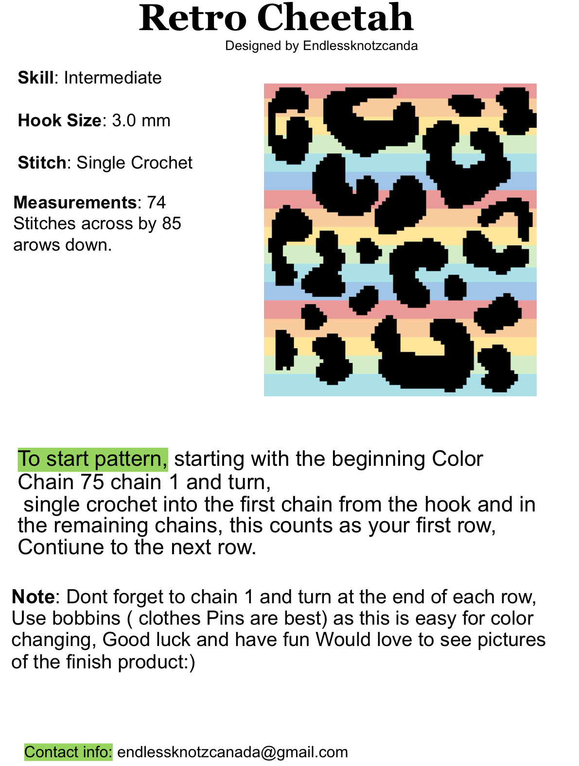 Retro Cheetah Crochet Graphghan Pattern