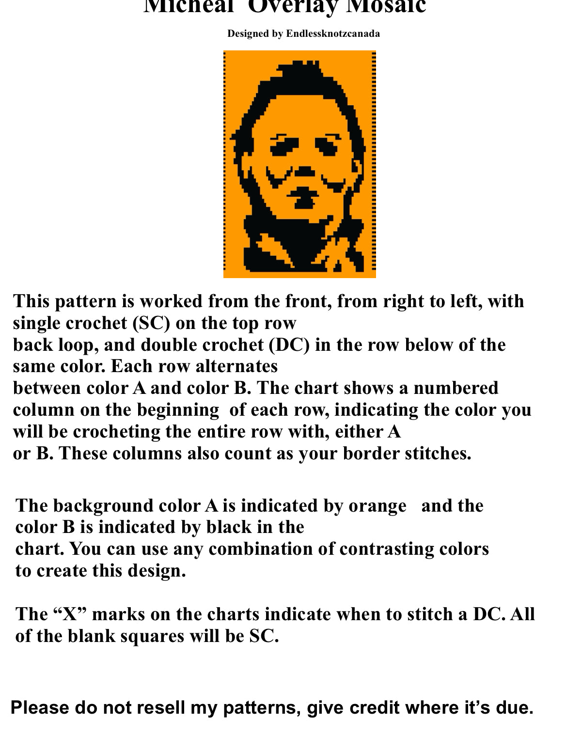 Micheal Over-lay Mosaic Crochet Pattern Graphghan