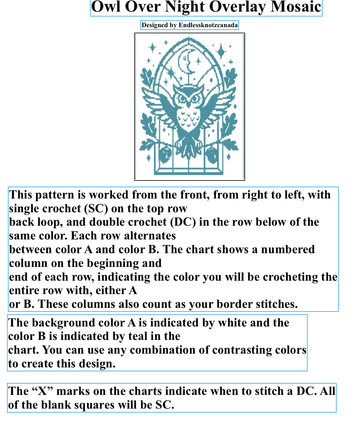 Owl Over Night Over-lay Mosaic Crochet Pattern Graphgan