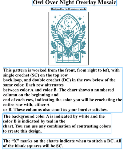 Owl Over Night Over-lay Mosaic Crochet Pattern Graphgan