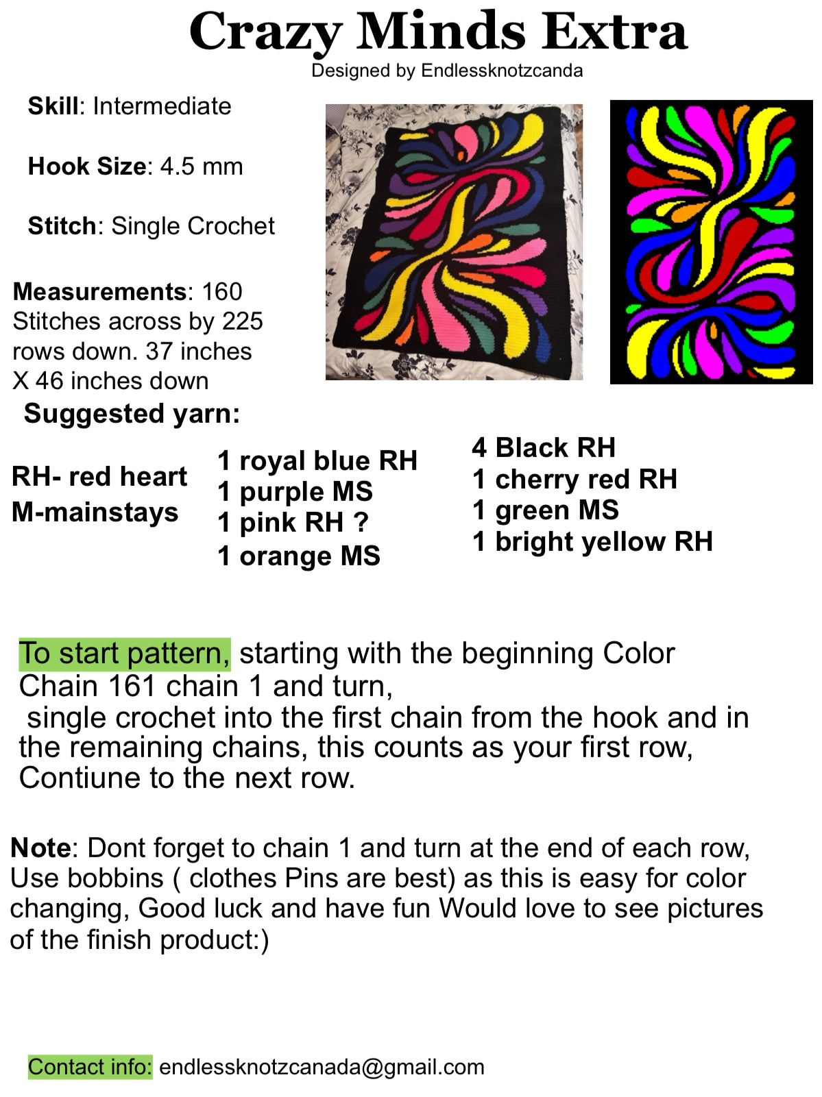 Crazy Minds/ Crazy Minds Extra Crochet Graphghan Pattern