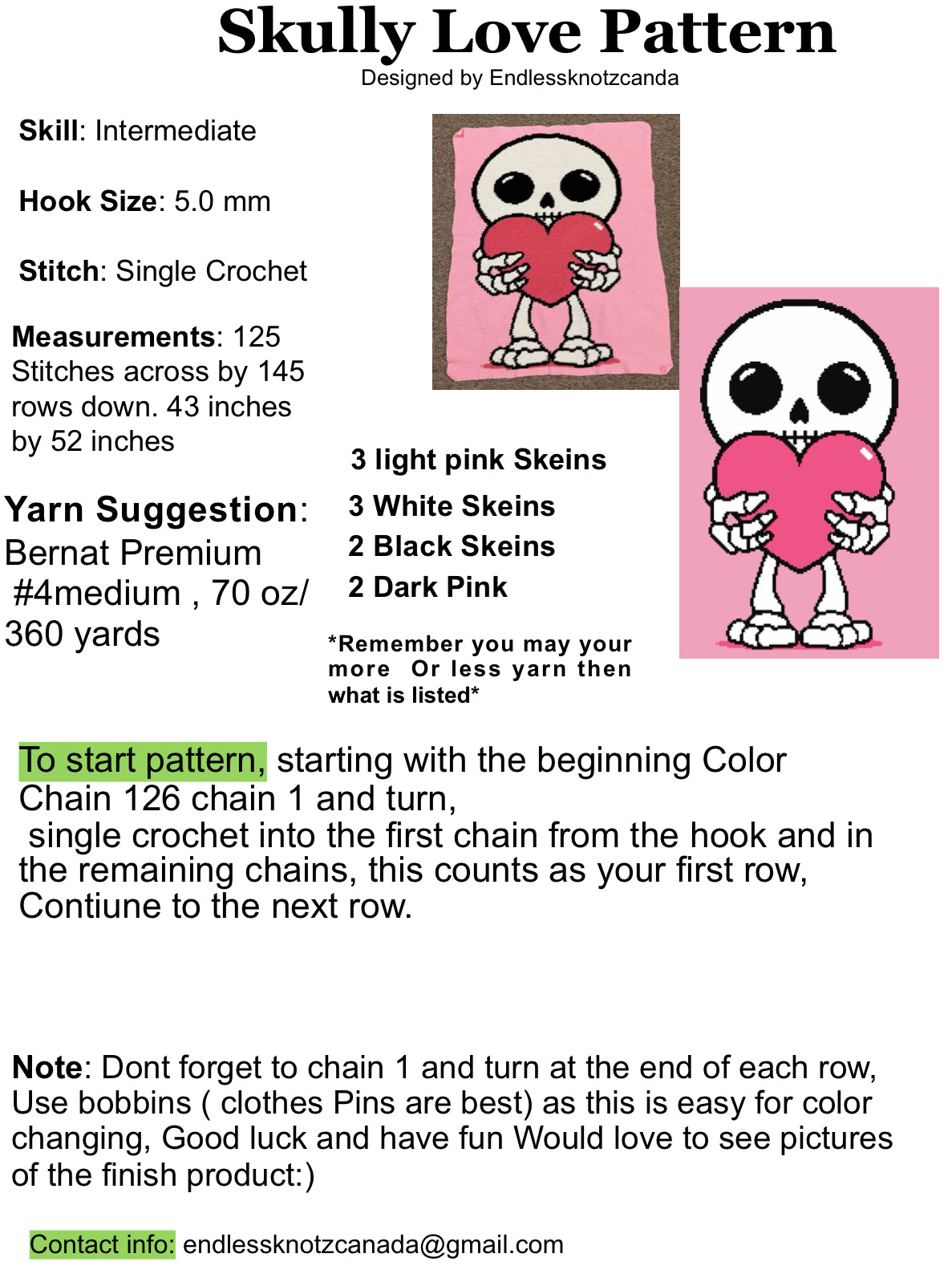 Skully Love Crochet Graphghan Pattern