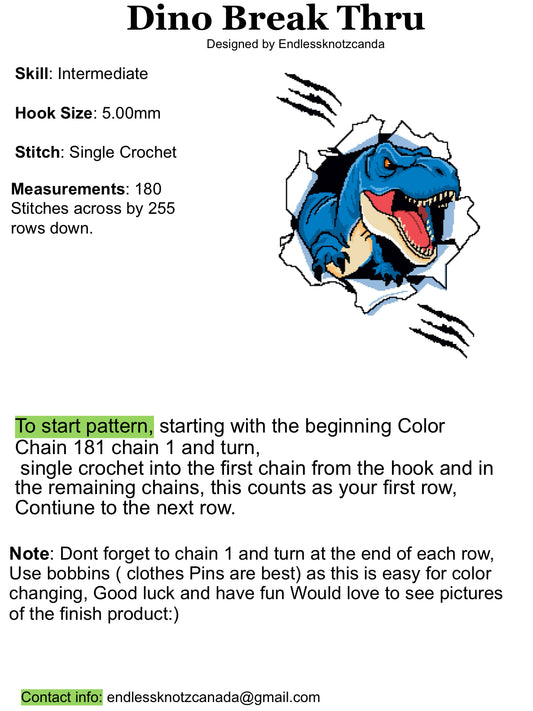 Dino Break Thru Crochet Graphghan Pattern