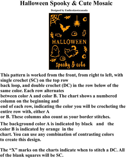 Halloween Spooky & Cute Over-lay Mosaic Crochet Pattern Graphghan