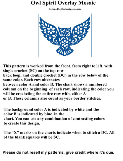 Owl Spirt Over-lay Mosaic Crochet Pattern Graphghan