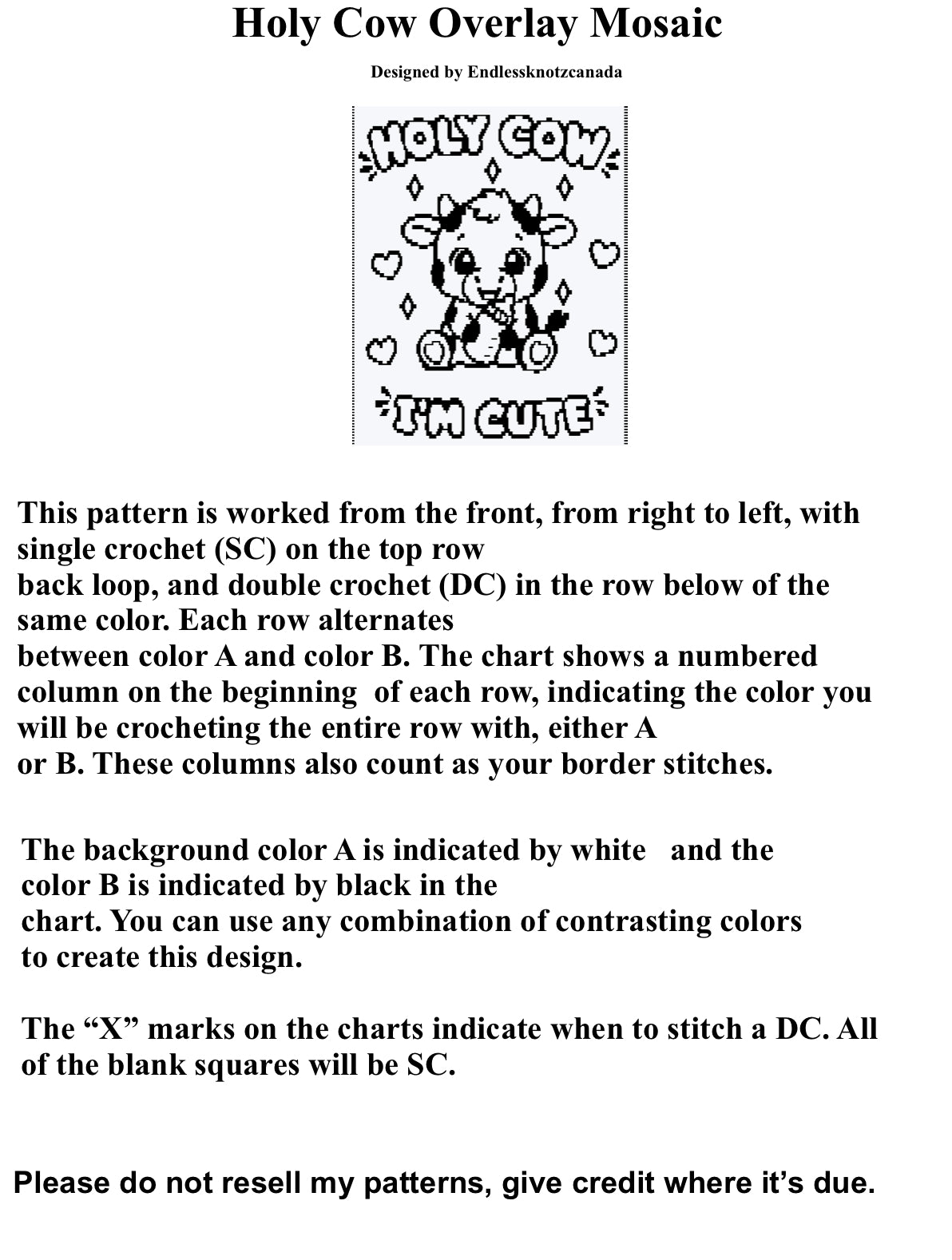 Holy Cow Over-lay Mosaic Crochet Pattern Graphghan Blanket