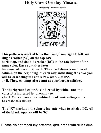Holy Cow Over-lay Mosaic Crochet Pattern Graphghan Blanket