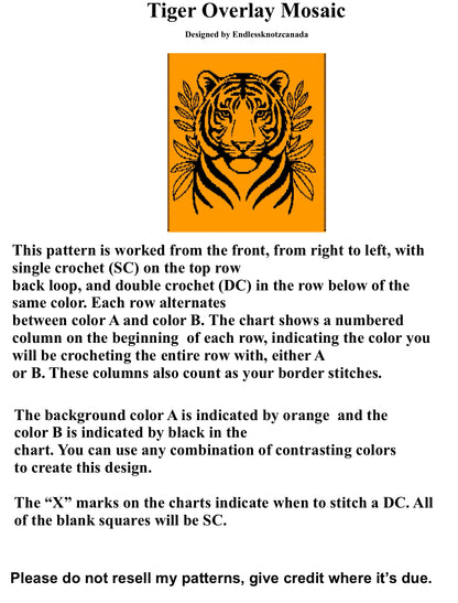 Tiger Over-lay Mosaic Crochet Pattern Graphghan