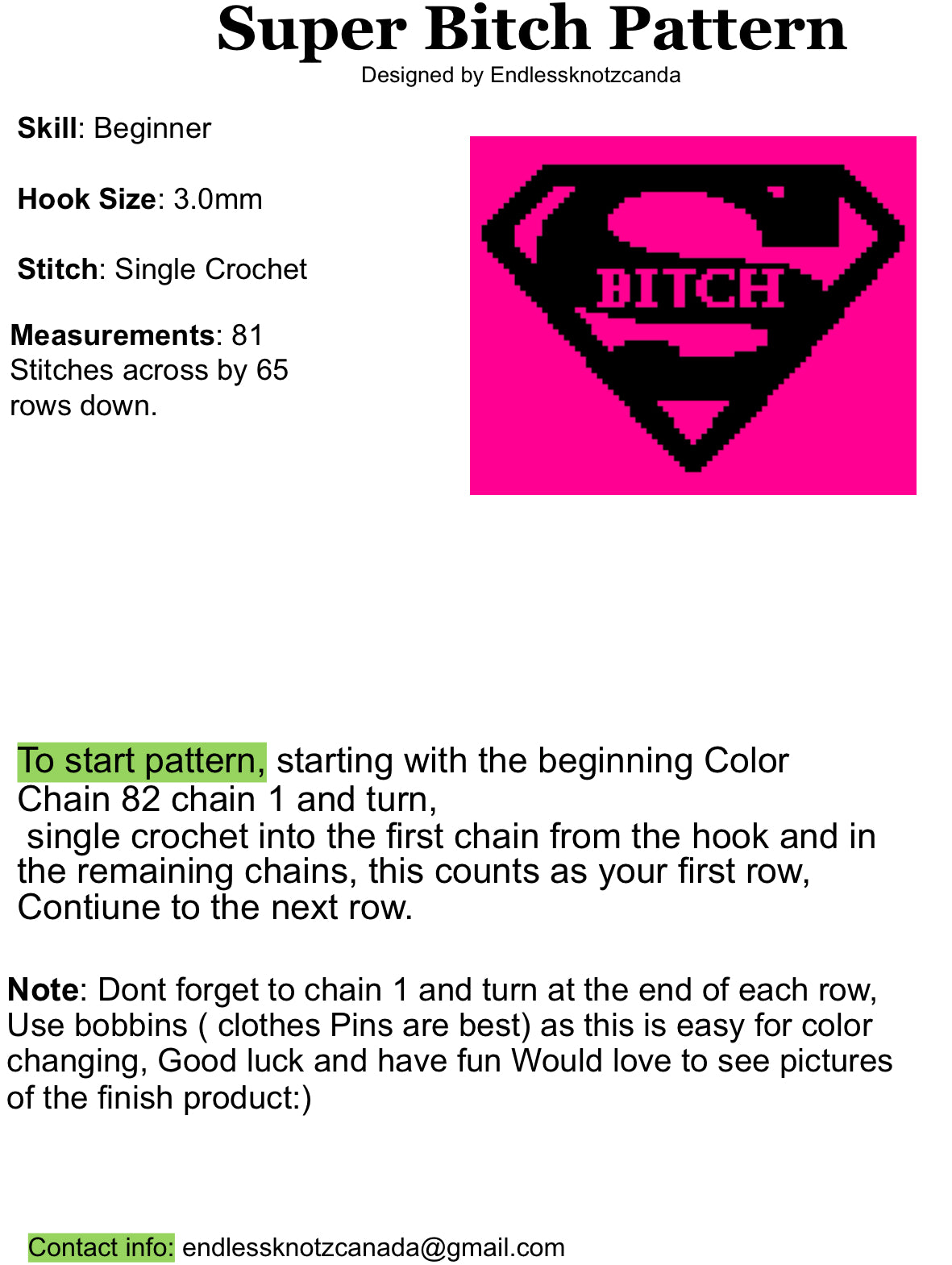 Super Bitch Graphghan Crochet Pattern