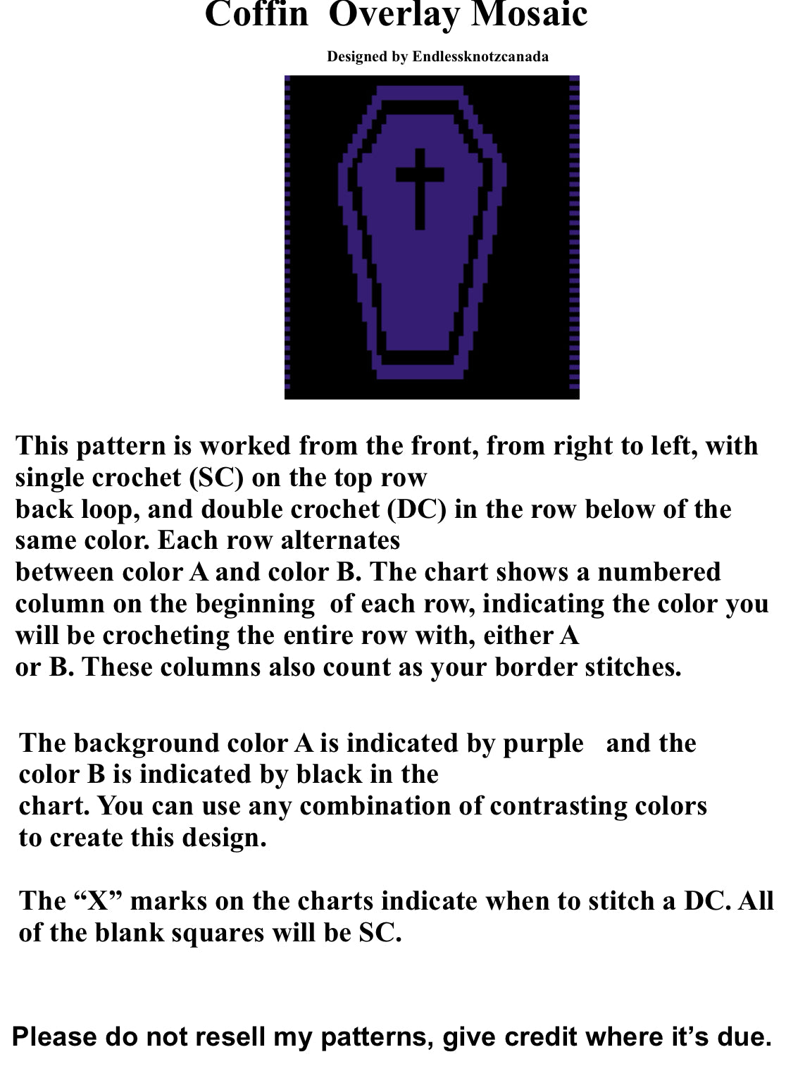 Coffin Over-lay Mosaic Crochet Pattern Graphghan