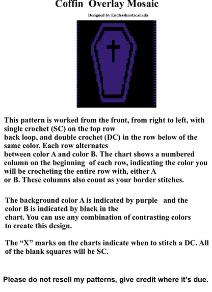Coffin Over-lay Mosaic Crochet Pattern Graphghan