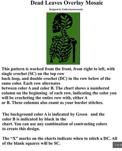 Deadly Leaves Over-lay Mosaic Crochet Pattern Graphghan