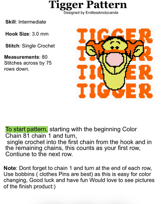 Tigger Graphghan Crochet Pattern