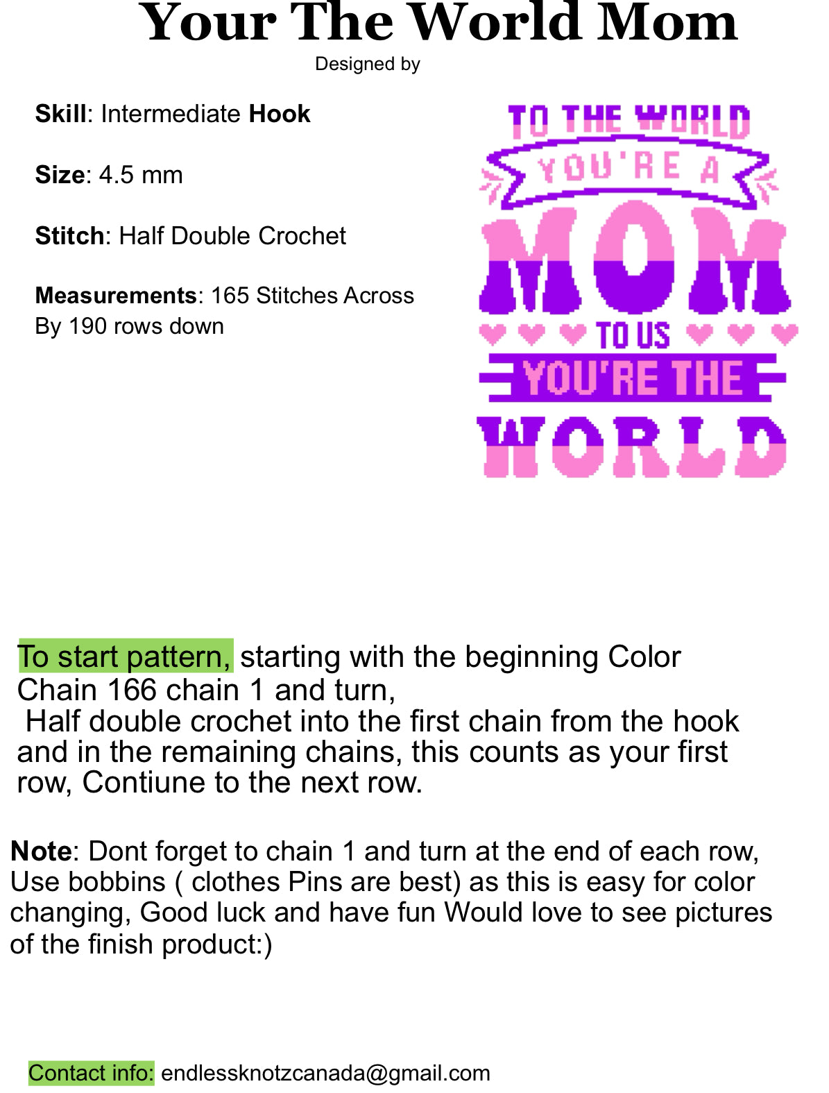 Your The World Mom Graphghan Crochet Pattern