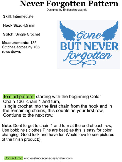 Gone But Never Forgotten Graphghan Crochet Pattern Panel