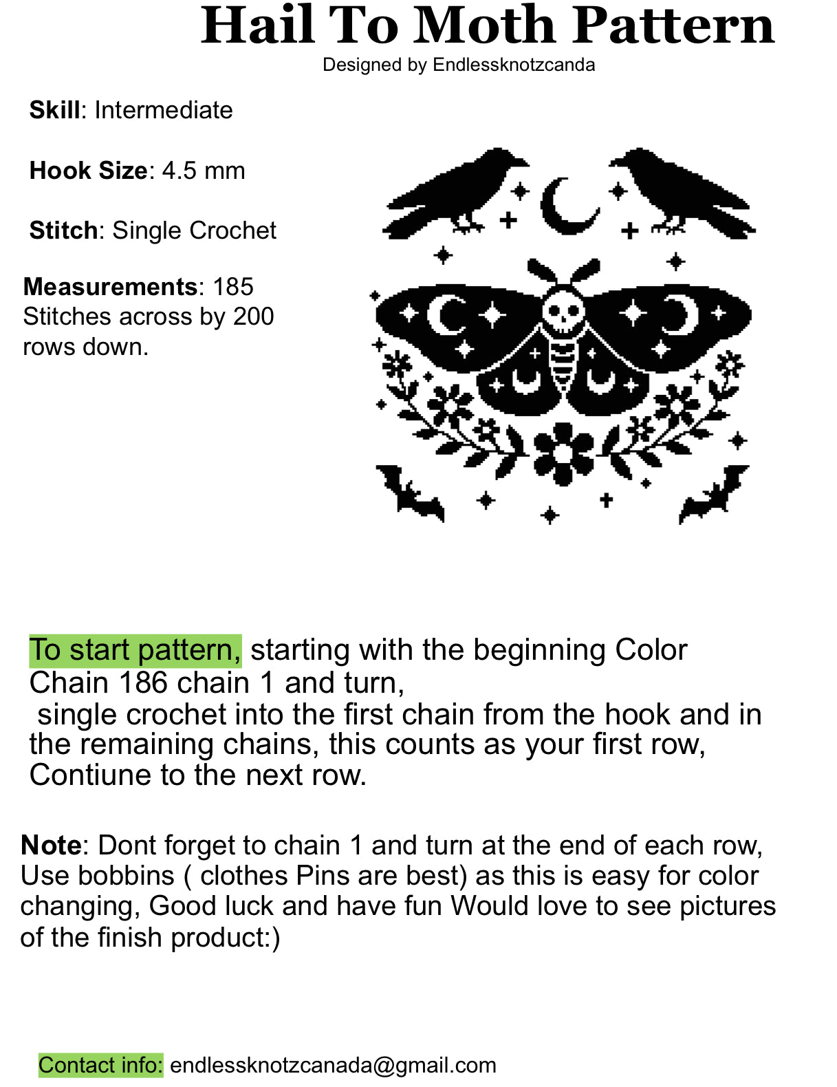 Hail To Moth Graphghan Crochet Pattern