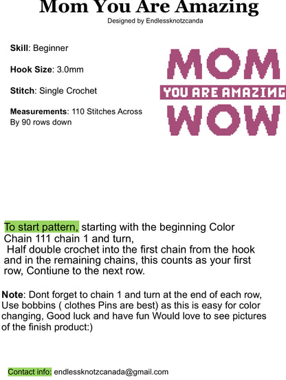 Mom You Are Amazing Crochet Graphghan Pattern