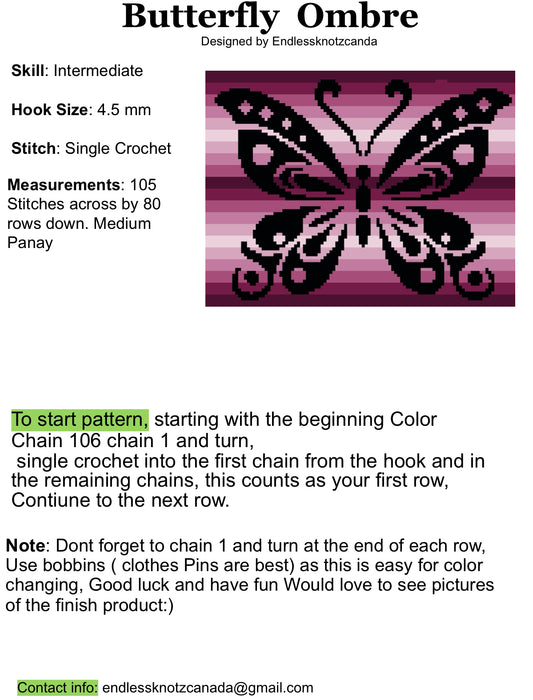Butterfly Ombre Crochet Graphghan Pattern