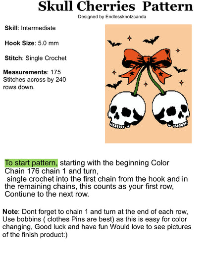 Skull Cherries Crochet Graphghan Pattern