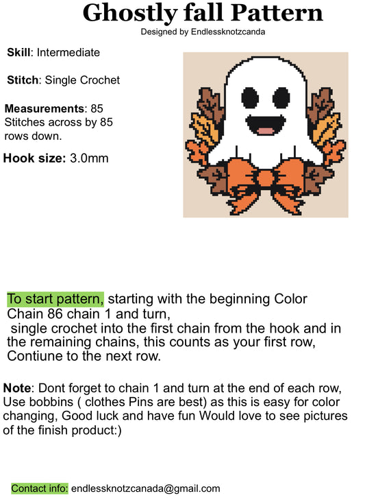 Ghostly Falls Graphghan Crochet Pattern Pillow