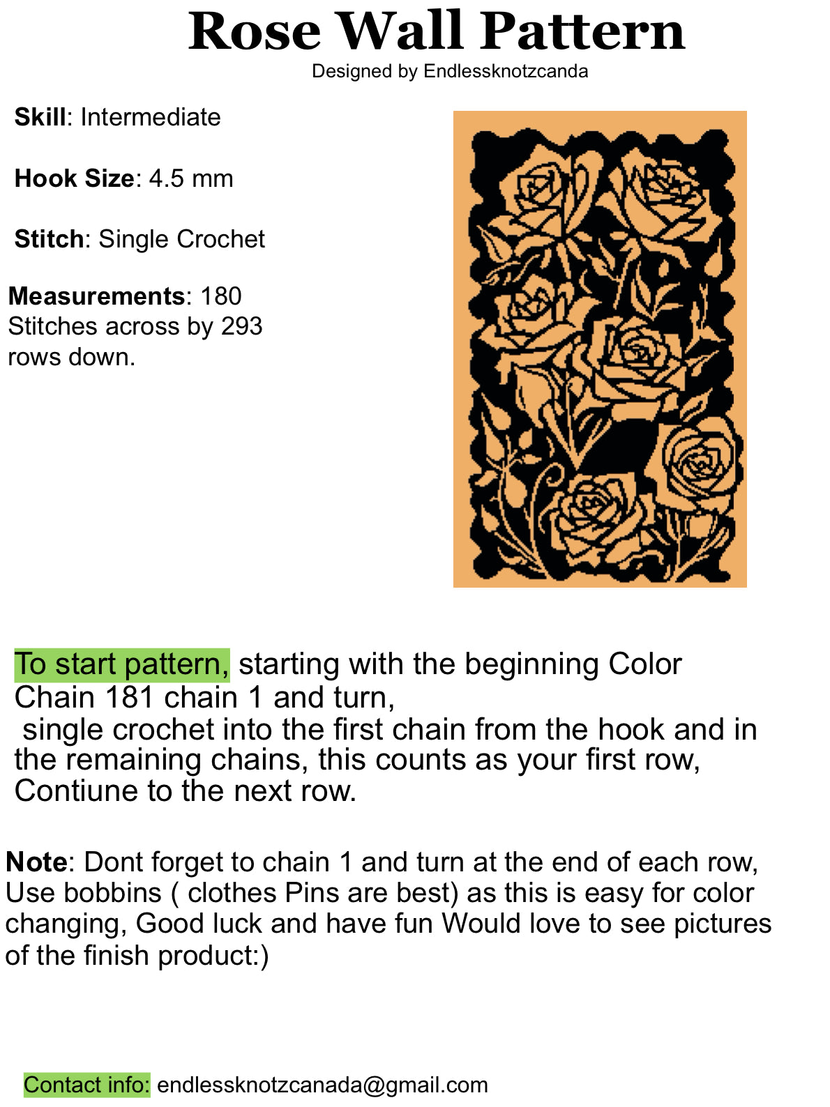 Rose Wall Graphghan Crochet Pattern