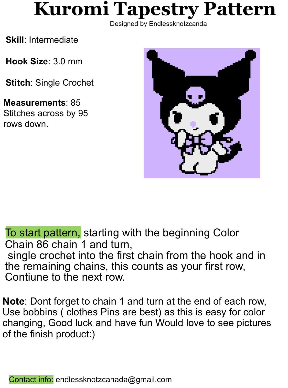 Kuromi Tapestry Pattern