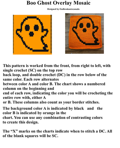 Boo Ghost Over-lay Mosaic Crochet Pattern Graphghan