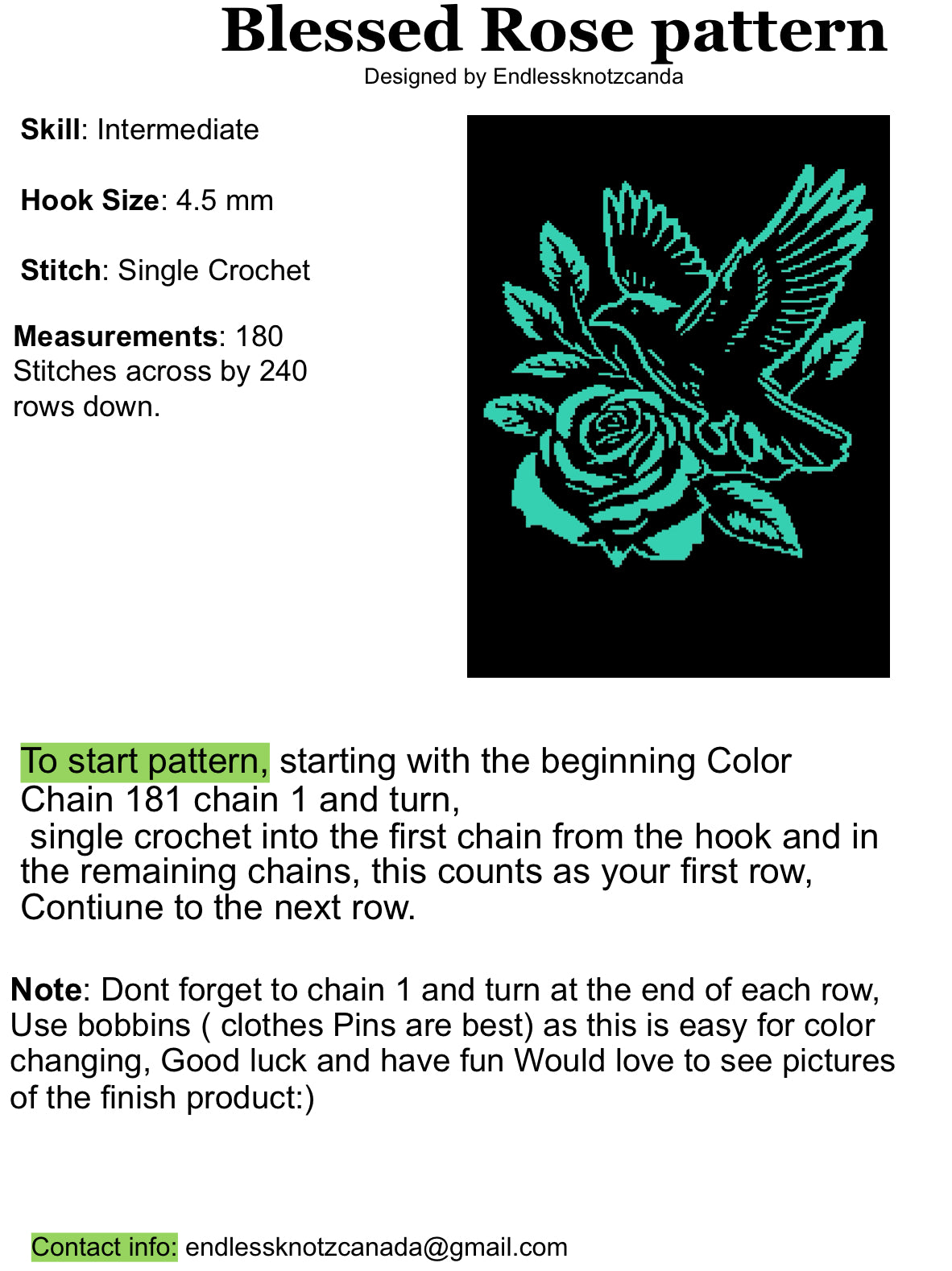 Blessed Rose Crochet Graph Pattern