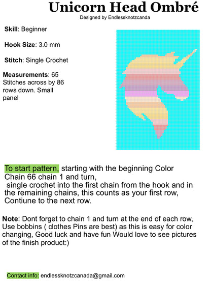 Unicorn Head Ombré Crochet Graphghan Pattern