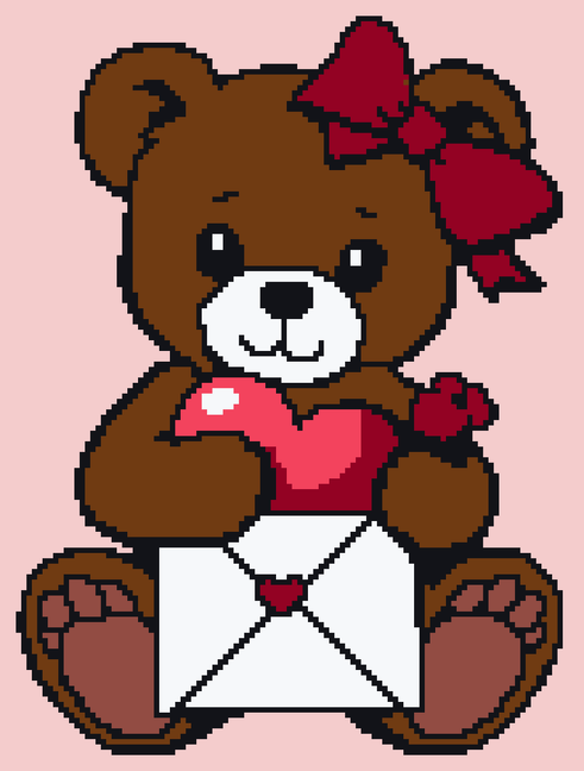 Love Bear Crochet Graphghan Pattern Valentine, Baby Blanket