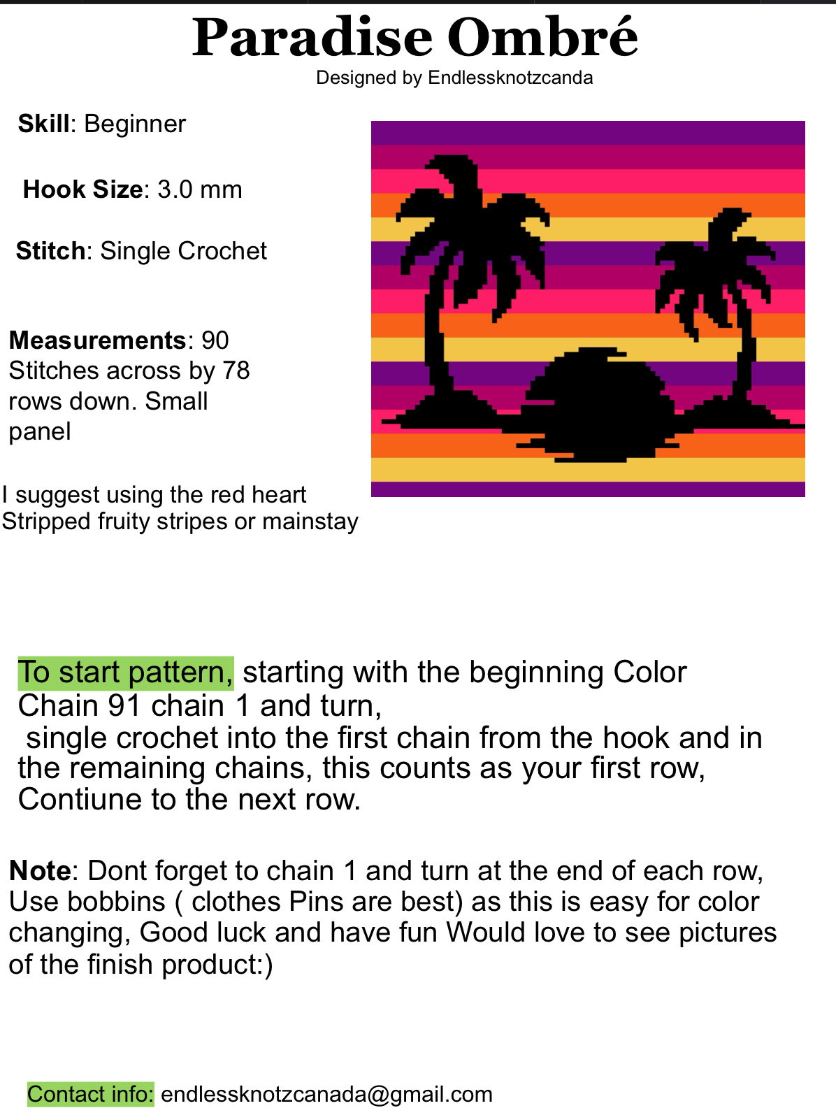 paradise Ombré Crochet Graphghan Pattern