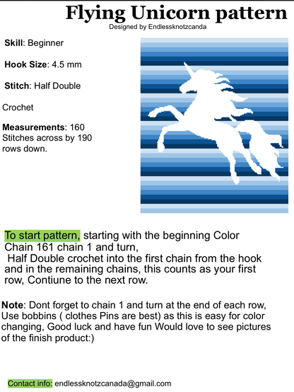 Flying Unicorn Ombré Crochet Graphghan Pattern