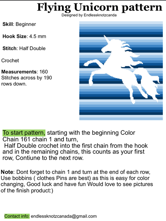 Flying Unicorn Ombré Crochet Graphghan Pattern