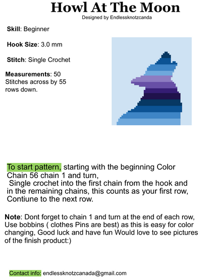 Howl At The Moon Ombré Crochet Graphghan Pattern