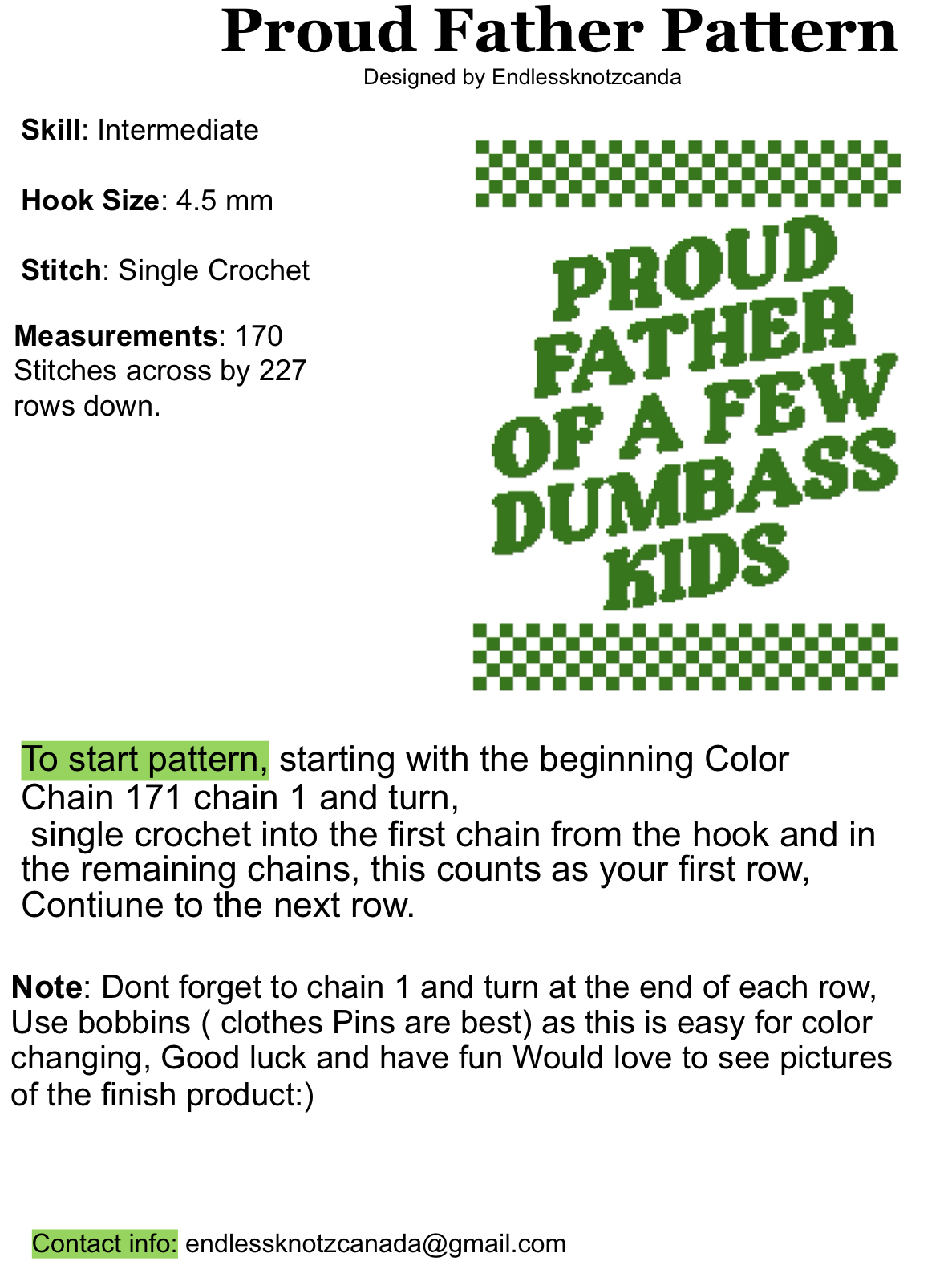 Proud Father Graphghan Crochet Pattern
