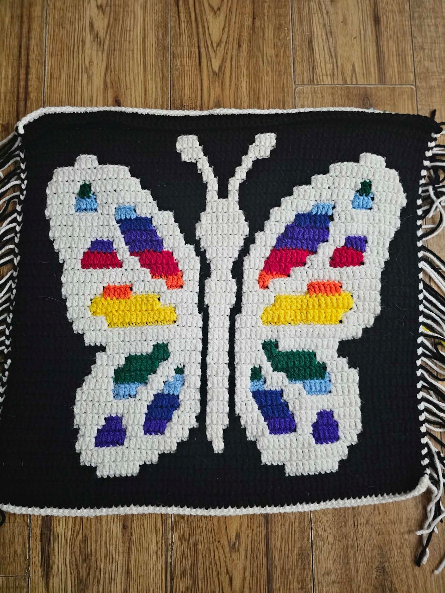Rainbow Butterfly Over-lay Mosaic Crochet Pattern Graphghan