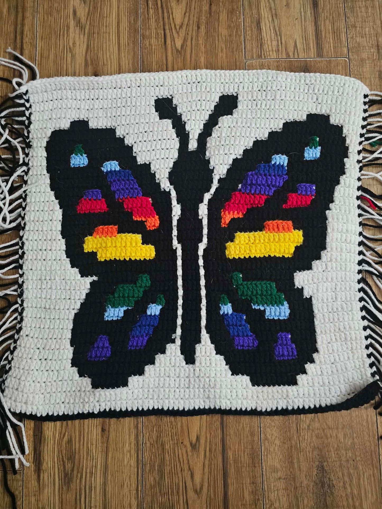 Rainbow Butterfly Over-lay Mosaic Crochet Pattern Graphghan